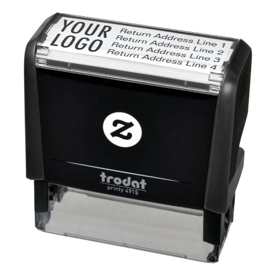 Business Return Address With Logo Custom Self Inking Stamp Zazzle Logo Custom Self Inking Stamp Zazzle