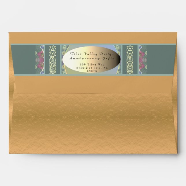 Business Return Addressed Gold & Floral  Envelope (Back (Top Flap))