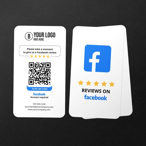 Business Review Link Facebook Reviews QR Code Business Card