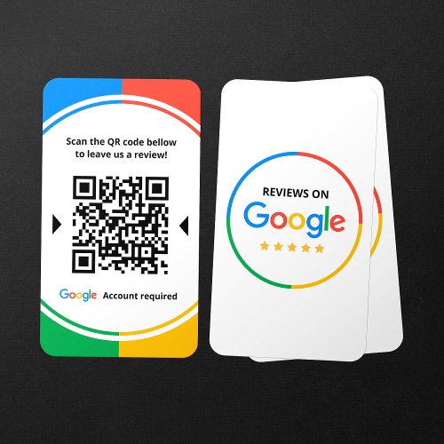 Business Review Link Google 5 Star Reviews QR Code Business Card