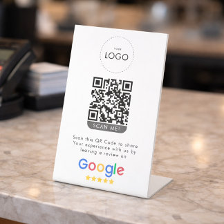 Business Review On Google QR Code Rating Pedestal Sign