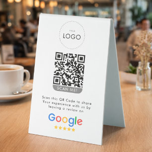 Business Review On Google QR Code Rating Table Tent