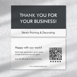 Business Review Thank You QR Code Grey White  Referral Card
