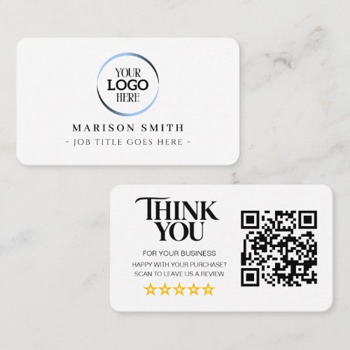 Business Reviews QR Code Review Card