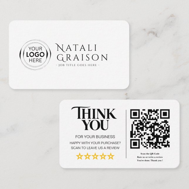 Business Reviews QR Code Review Link Card (Front/Back)