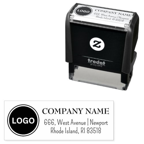 Business Round Logo Location Address Self_inking Stamp