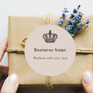 Business royal crown beige classic round sticker