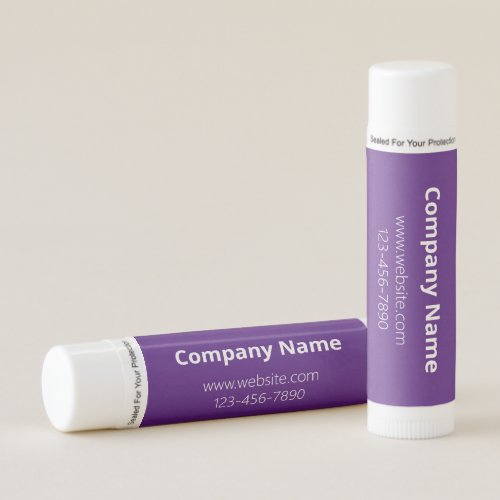 Business Royal Purple and White Company Name Text Lip Balm