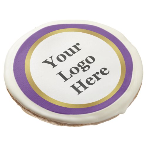 Business Royal Purple White Gold Your Logo Here Sugar Cookie