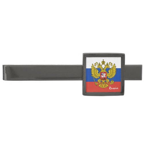 Business Russia  Russian Flag fashion  sports Gunmetal Finish Tie Bar