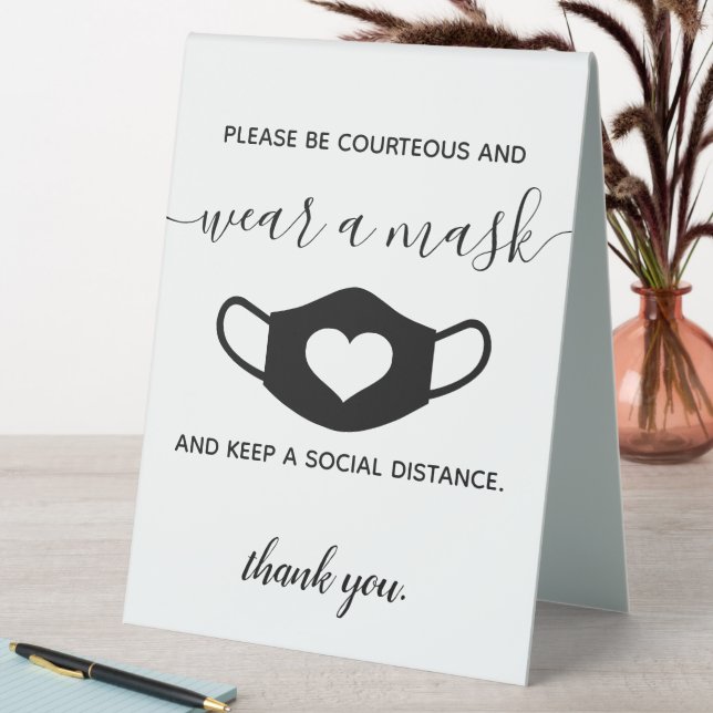 Business Safety Wear a Face Mask Modern Script Table Tent (In SItu (Table))