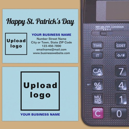 Business Saint Patrick Greeting on Light Blue Enclosure Card