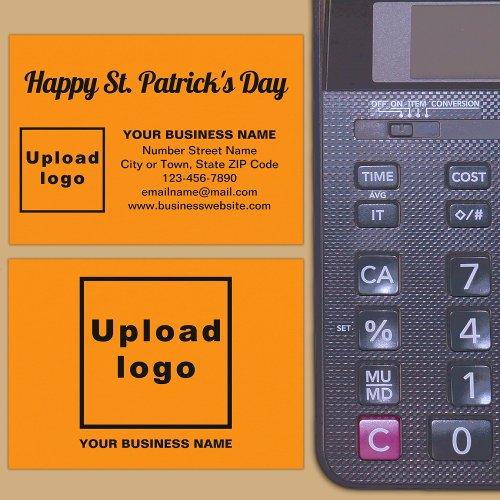 Business Saint Patrick Greeting on Orange Color Enclosure Card