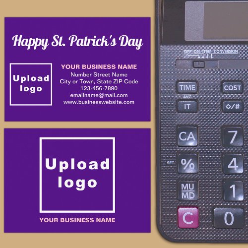 Business Saint Patrick Greeting on Purple Enclosure Card