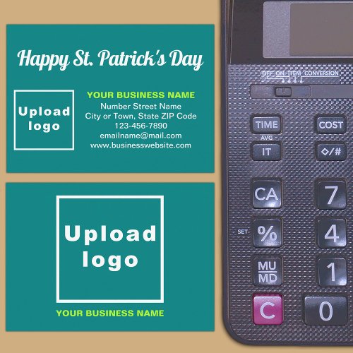 Business Saint Patrick Greeting on Teal Green Enclosure Card