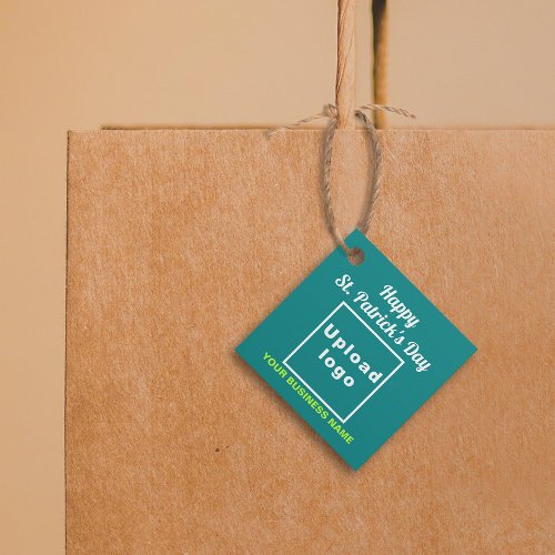 Business Saint Patrick Greeting on Teal Green Favor Tags