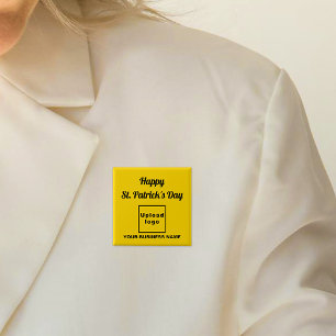 Business Saint Patrick Greeting on Yellow Square Button
