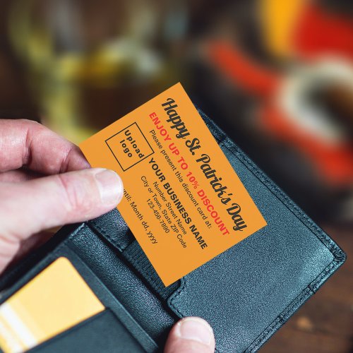 Business Saint Patrick Orange Color Discount Card