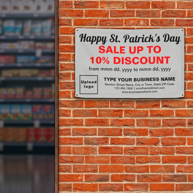 Business Saint Patrick Sale on Gray Rectangle Banner (Attract more customers. Business Saint Patrick sale on gray rectangle banner.)