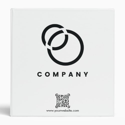 Business Scan QR Code Website Logo Modern Simple 3 Ring Binder