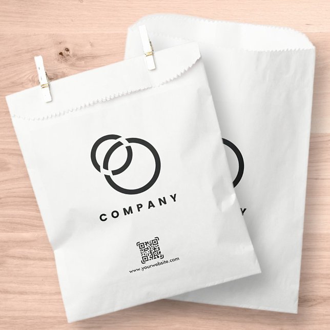 Business Scan QR Code Website Logo Modern Simple Favor Bag (Creator Uploaded)