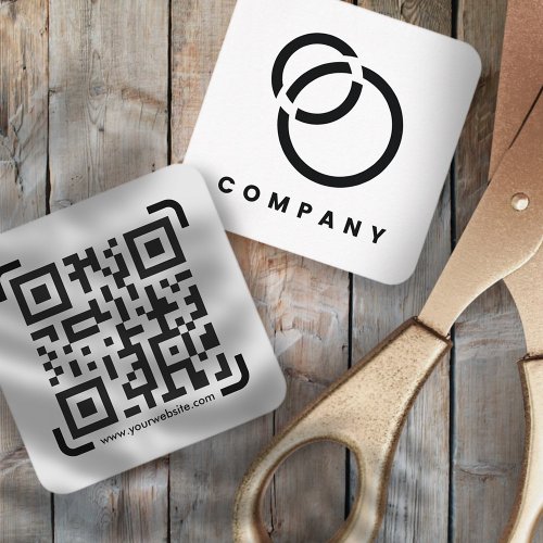 Business Scan QR Code Website Logo Modern Simple Square Business Card