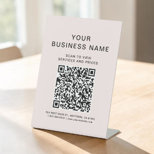 Business Scan To Connect Pink QR Code Pedestal Sign