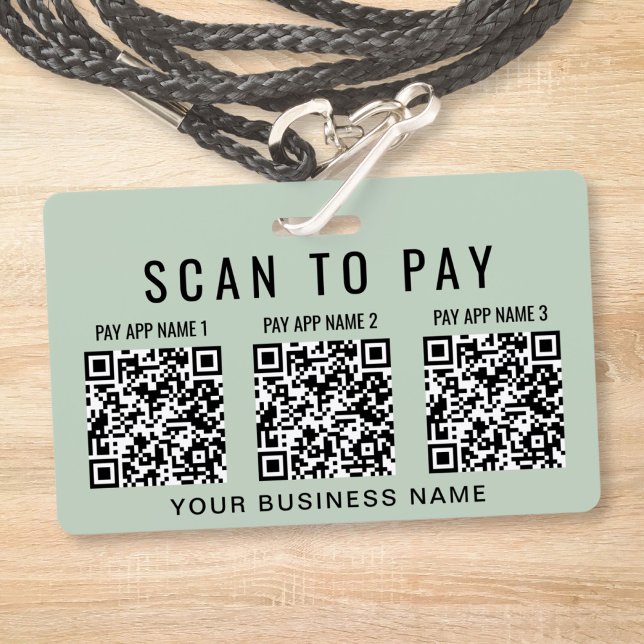 Business Scan to Pay 3 QR Codes Sage Green Badge (Business Scan to Pay 3 QR Codes Sage Green Badge)