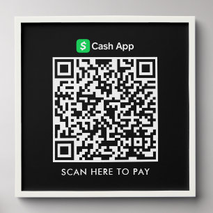 Business Scan To Pay CashApp QR Code Black Wall Peel And Stick Photo Tile