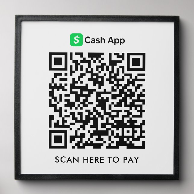 Business Scan To Pay CashApp QR Code Wall Peel And Stick Photo Tile (Front Set)