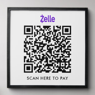 Business Scan To Pay Zelle QR Code Wall Peel And Stick Photo Tile