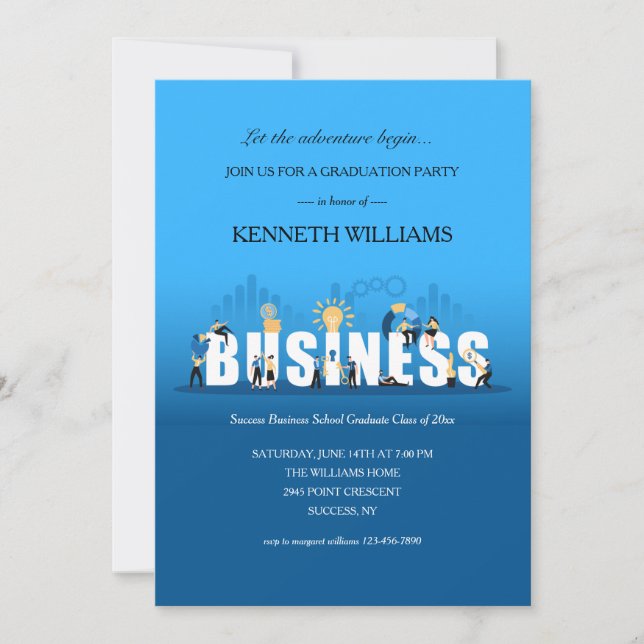 Business School Graduation Party Invitation (Front)