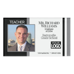 Business / School Photo ID - Black, White and Gray Name Tag