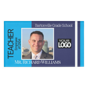 Business / School Photo ID- Blue and Navy Name Tag