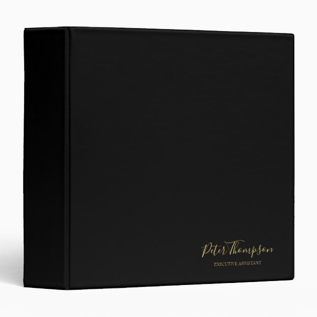 Business Script Elegant Signature 3 Ring Binder (Front/Spine)