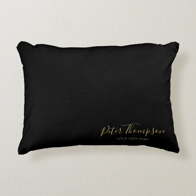 Business Script Elegant Signature Accent Pillow (Front)
