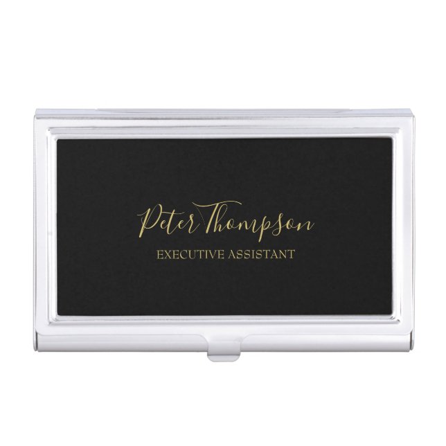 Business Script Elegant Signature  Card Case (Front)