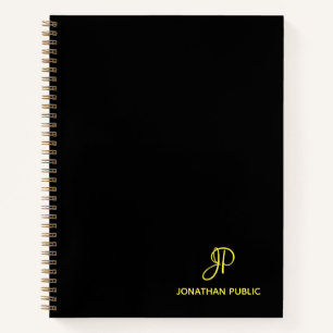 Business Script Gold Monogram Initial Professional Notebook