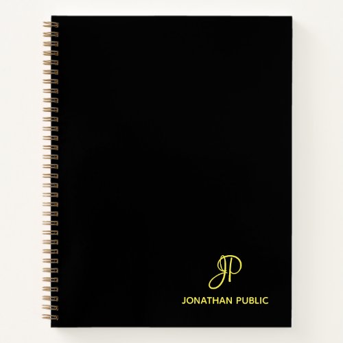 Business Script Gold Monogram Initial Professional Notebook