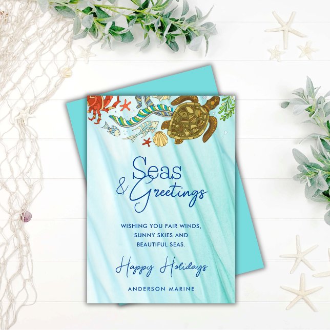 Business Seas & Greetings Stylish Coastal Marine Holiday Card (Creator Uploaded)
