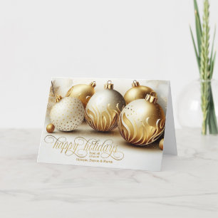 Business Seasonal Gold and White Happy Holiday Card