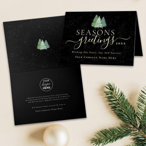 Business Seasons Greeting Company Logo Script Gold