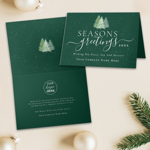 Business Seasons Greetings Company Logo Holiday Card