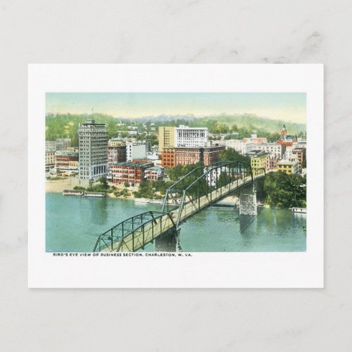 Business Section Charleston West Virginia Postcard