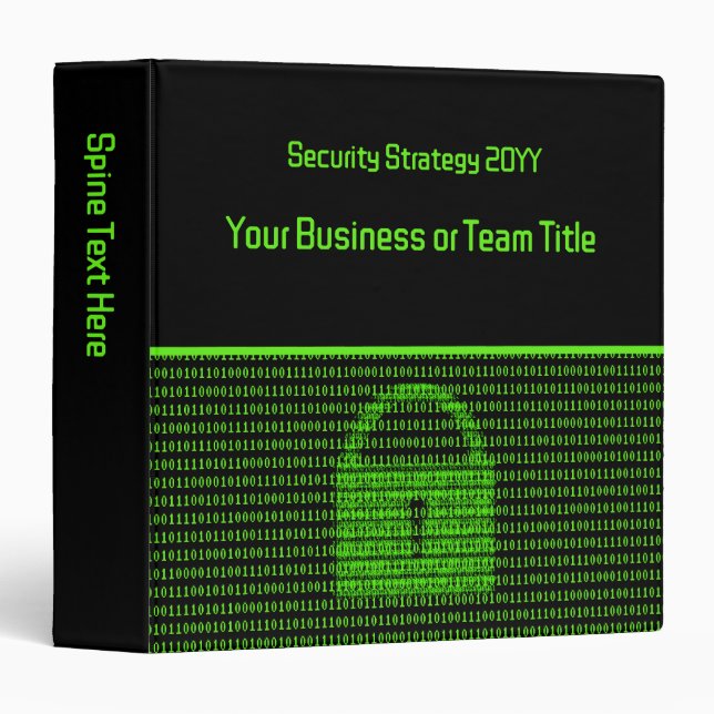 Business Security Compliance - Binary Digital Lock 3 Ring Binder (Front/Spine)