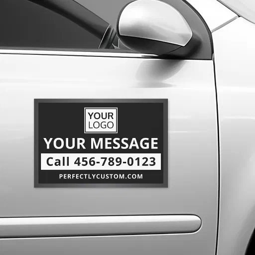 Business service add logo black white gray border car magnet Business service add logo black white gray border car magnet