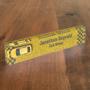 Business Service Cab Driver Yellow Taxi Desk Name Plate