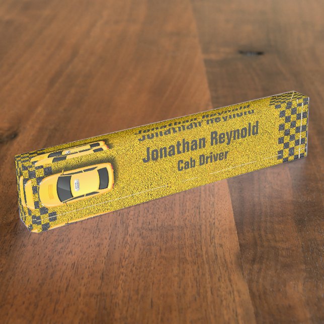 Business Service Cab Driver Yellow Taxi Desk Name Plate (Side)