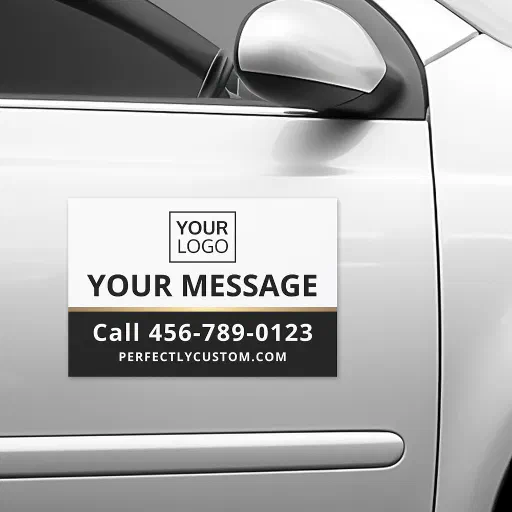 Business service logo black golden gradient border car magnet Business service logo black golden gradient border car magnet