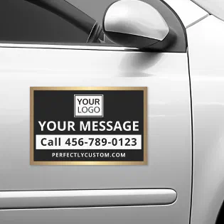 Business service logo black white golden gradient car magnet Business service logo black white golden gradient car magnet